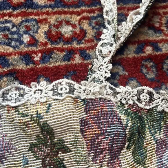 Corset Crop Top Womens S Floral Cottagecore Tapestry Lace Up Festival - Picture 3 of 6